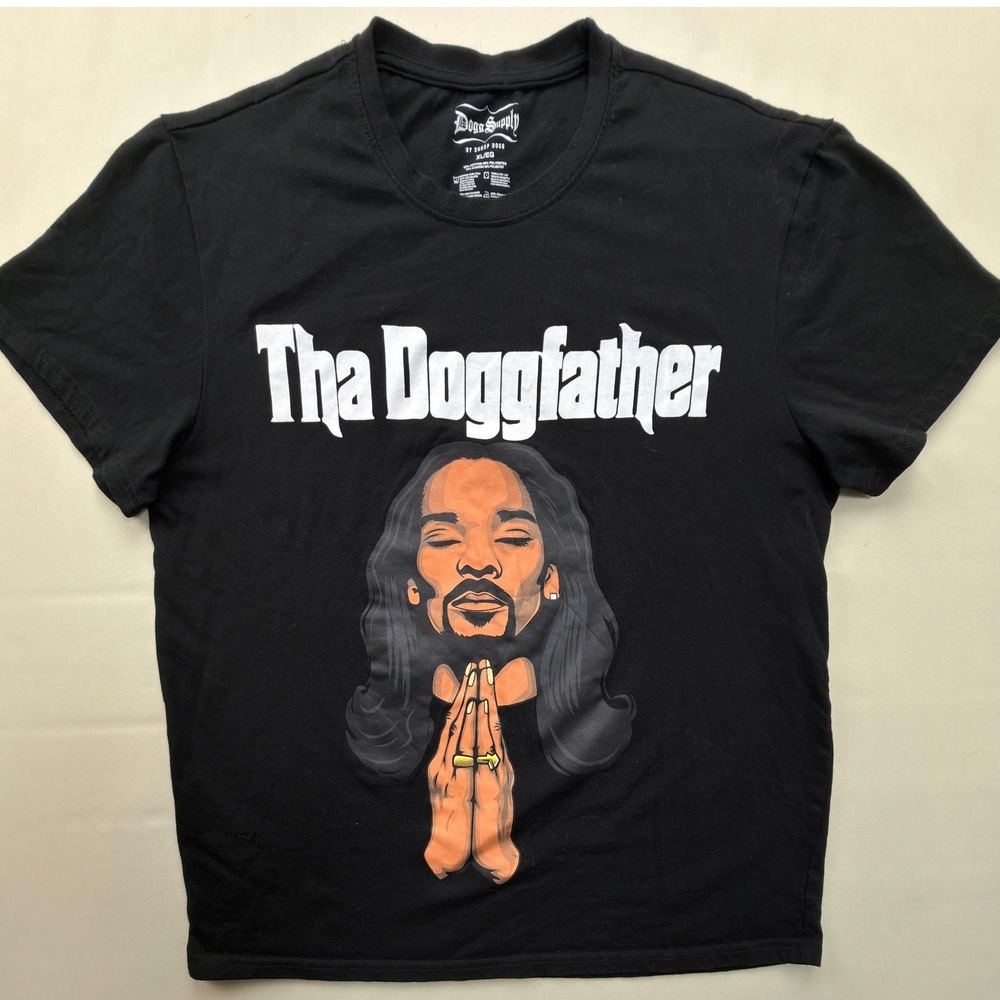 Dogg Supply Snoop Dogg T-Shirt Mens XL Tha Doggfather Graphic Black Solid Reg